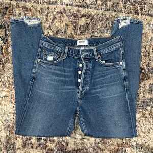 Agolde Nico High Rise Distressed Blue Jeans